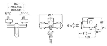 Bản vẽ kỹ thuật  Củ sen tắm Roca L20 A5A0209C0N