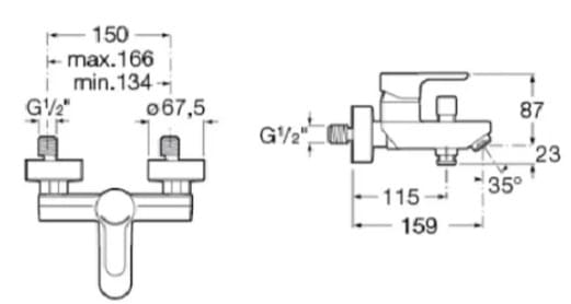 Bản vẽ kỹ thuật  Củ sen tắm màu đen Roca L20 A5A0209NMN