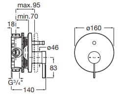 Bản vẽ kỹ thuật Hộp âm Universal Roca A525869403