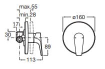 Bản vẽ kỹ thuật Mặt nạ bộ trộn âm tường Roca Atlas A5A2290C00