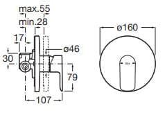 Bản vẽ kỹ thuật Mặt nạ bộ trộn âm tường Roca Cala A5A226ENB0