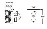 Bản vẽ kỹ thuật Bộ trộn sen tắm âm tường Roca Insignia A5A2C3ARG0 A525869403