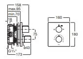 Bộ trộn sen âm nhiệt độ T 200 Roca A5A0C88C0N A525869403