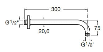 Bản vẽ kỹ thuật Tay sen gắn tường Raindream Roca A5B0150C00