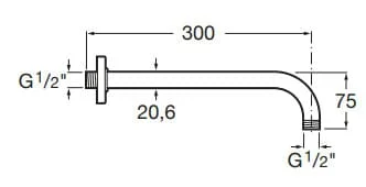 Bản vẽ kỹ thuật Tay sen gắn tường Raindream Roca A5B0150C00