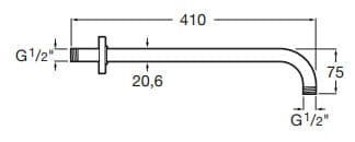 Bản vẽ kỹ thuật Tay sen gắn tường Raindream Roca A5B0250NB0