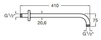 Bản vẽ kỹ thuật Tay sen gắn tường Raindream Roca A5B0250NM0