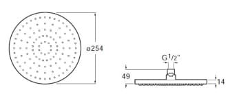 Bản vẽ kỹ thuật Bát sen phun mưa Rainsense Roca A5B2250C00