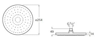 Bản vẽ kỹ thuật Bát sen phun mưa Rainsense Roca A5B2250NB0