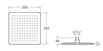 Bản vẽ kỹ thuật Bát sen phun mưa Raindream Roca A5B2450C00