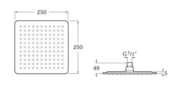 Bản vẽ kỹ thuật Bát sen phun mưa Raindream Roca A5B2450C00