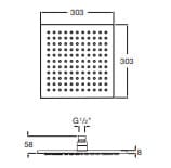 Bản vẽ kỹ thuật Bát sen phun mưa Rainsense Roca A5B4050RG0
