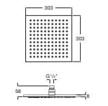 Bản vẽ kỹ thuật Bát sen phun mưa Rainsense Roca A5B4050RG0