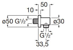 Bản vẽ kỹ thuật Đầu nối sen âm tường Roca A5B1450RG0