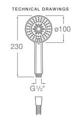 Bản vẽ kỹ thuật Bộ bát sen cầm tay kiểu tròn màu đen Roca A5B2N03NBN