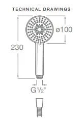 Bản vẽ kỹ thuật Bộ bát sen cầm tay kiểu tròn màu đen Roca A5B2N03NBN