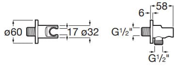 Bản vẽ kỹ thuật Cài sen tắm gắn tường Roca Aqua A5B5250C00