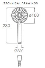Bản vẽ kỹ thuật Bộ bát sen cầm tay Roca Stella A5B1B03NBN