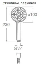 Bản vẽ kỹ thuật Bộ bát sen cầm tay Roca Stella A5B1B03NBN