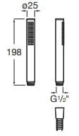 Bản vẽ kỹ thuật Bộ bát sen cầm tay Roca Stella A5B3750CN0