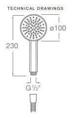 Bản vẽ kỹ thuật Bộ bát sen cầm tay Roca Stella A5B9B03C0N