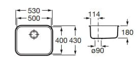 Bản vẽ kỹ thuật Chậu rửa bát 1 hố Roca Lisboa A870M10500