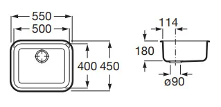 Bản vẽ kỹ thuật Chậu rửa bát 1 hố Roca Porto A870R10500