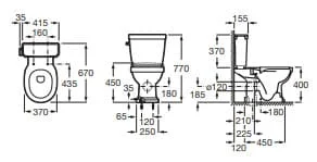 Bản vẽ kỹ thuật Bồn cầu 2 Khối nắp rơi êm Roca Carmen A3420A7560