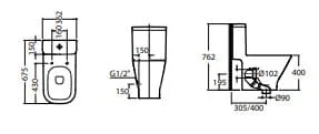 Bản vẽ kỹ thuật Bồn Cầu 1 Khối nắp rơi êm ROCA Gap A34947L00C