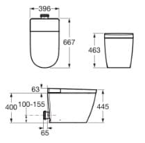 Bản vẽ kỹ thuật Bồn cầu đặt sàn ROCA Ona A80313E003