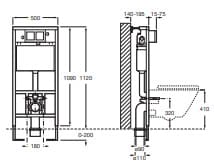 Bản vẽ kỹ thuật Két nước âm tường Roca Duplo A8900702C0
