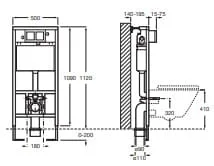 Bản vẽ kỹ thuật Két nước âm tường Roca Duplo A8900702C0