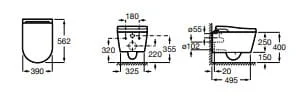 Bản vẽ kỹ thuật Thân bồn cầu đặt sàn nắp điện tử Roca Inspira A803070003
