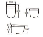 Bản vẽ kỹ thuật Thân bồn cầu treo tường nắp điện tử Roca Ona A80313F003