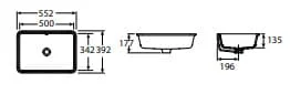 Bản vẽ kỹ thuật Chậu lavabo âm bàn Sofia Roca A3270YD000