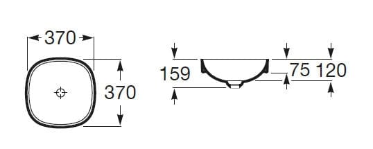 Bản vẽ kỹ thuật chậu lavabo bán âm Tây Ban Nha Inspira Soft Roca A32750R650