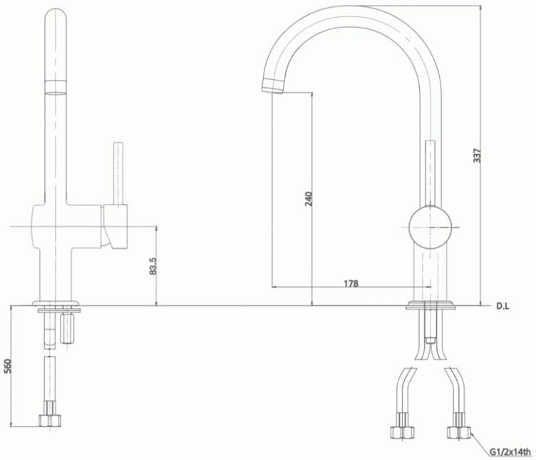 Bản vẽ vòi rửa bát nóng lạnh gắn chậu Mirolin MK756