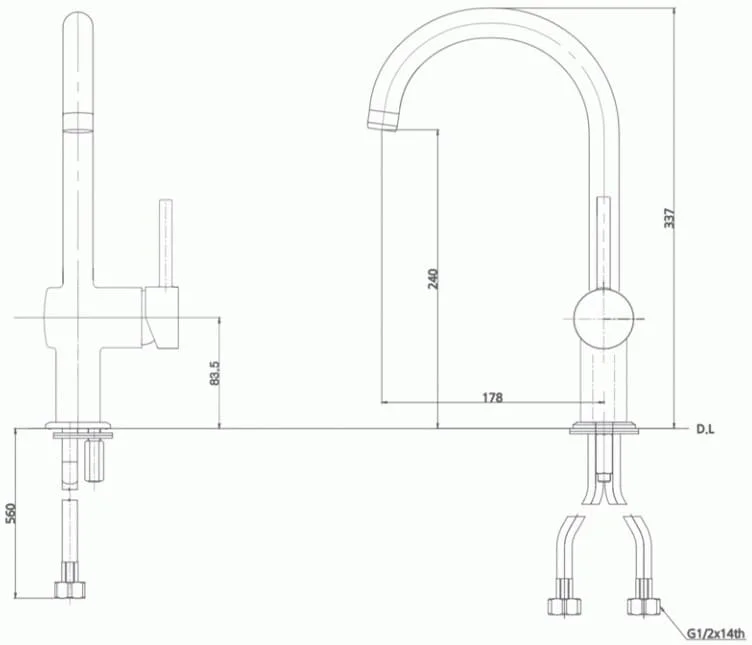 Bản vẽ vòi rửa bát nóng lạnh gắn chậu Mirolin MK756