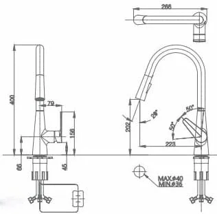 Bản vẽ Vòi chậu rửa chén bát nóng lạnh Mirolin MK605