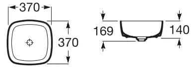 Bản vẽ kỹ thuật chậu lavabo dương bàn đá Tây Ban Nha Inspira Soft Roca A327502630