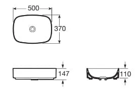 Bản vẽ kỹ thuật chậu lavabo dương bàn đá Tây Ban Nha Ona Roca A3275L000C