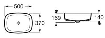 Bản vẽ kỹ thuật chậu lavabo dương bàn đá Tây Ban Nha Inspira Soft Roca RS327500660