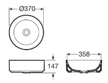Bản vẽ kỹ thuật chậu lavabo dương bàn đá Tây Ban Nha Ona Roca A3275L100C