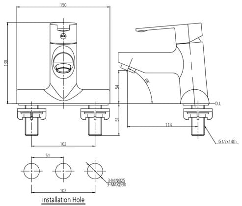 Bản vẽ vòi rửa mặt nóng lạnh Mirolin MK702