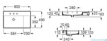 Bản vẽ kỹ thuật chậu lavabo dương bàn Tây Ban Nha Inspira Roca A32752B660