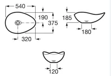 Bản vẽ kỹ thuật chậu lavabo dương bàn đá Tây Ban Nha Ohtake Roca A327A13620