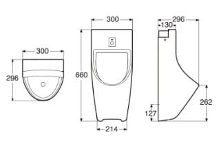 Bản vẽ kỹ thuật bồn tiểu nam treo tường cảm ứng dùng pin Site Roca A35960L000