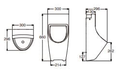 Bản vẽ kỹ thuật bồn tiểu nam treo tường Site Roca A35960P000