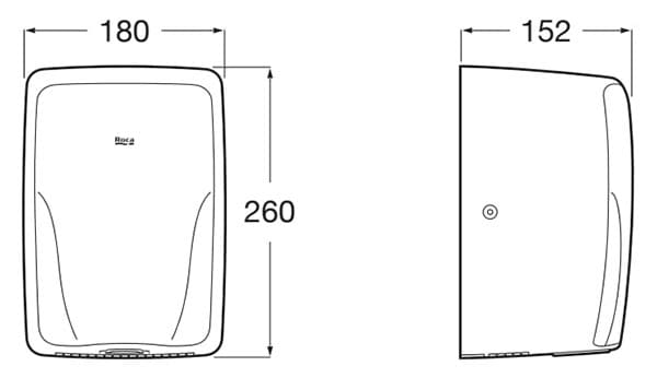 Bản vẽ kỹ thuật Máy sấy tay cảm ứng dùng điện AC 220V Roca A818021001