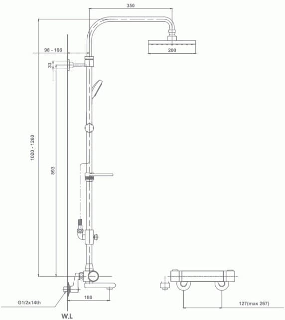 Bản vẽ sen tắm nóng lạnh Mirolin MK908 SET 2